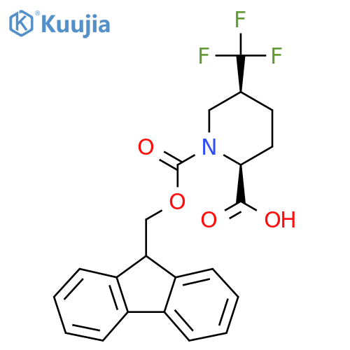 (2S,5S)-1-{[(9H-fluoren-9-yl)methoxy]carbonyl}-5-(trifluoromethyl)piperidine-2-carboxylic acid structure