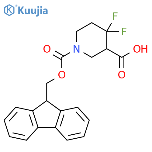 1-{[(9H-fluoren-9-yl)methoxy]carbonyl}-4,4-difluoropiperidine-3-carboxylic acid structure