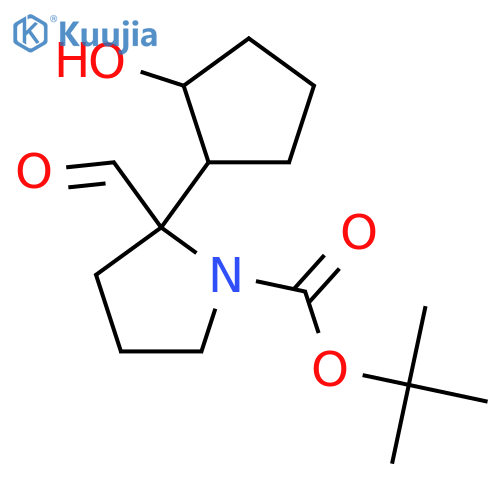 tert-butyl 2-formyl-2-(2-hydroxycyclopentyl)pyrrolidine-1-carboxylate structure