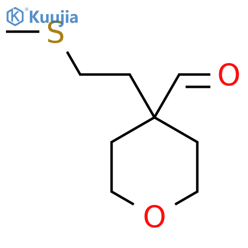 4-2-(methylsulfanyl)ethyloxane-4-carbaldehyde structure