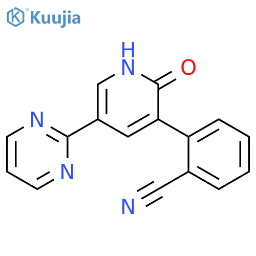 Benzonitrile, 2-[1,2-dihydro-2-oxo-5-(2-pyrimidinyl)-3-pyridinyl]- structure