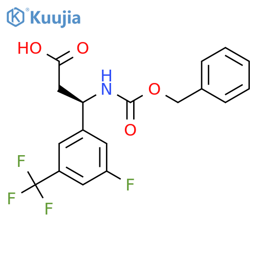 (3R)-3-{(benzyloxy)carbonylamino}-3-3-fluoro-5-(trifluoromethyl)phenylpropanoic acid structure