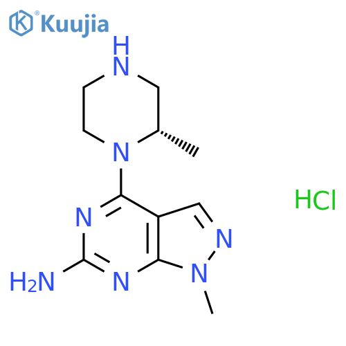 (S)-1-Methyl-4-(2-methylpiperazin-1-yl)-1H-pyrazolo[3,4-d]pyrimidin-6-amine hydrochloride structure
