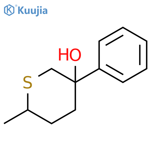 6-methyl-3-phenylthian-3-ol structure