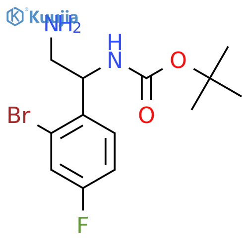 tert-butyl N-2-amino-1-(2-bromo-4-fluorophenyl)ethylcarbamate structure