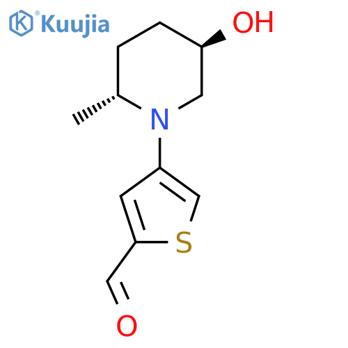 rac-4-[(2R,5R)-5-hydroxy-2-methylpiperidin-1-yl]thiophene-2-carbaldehyde structure