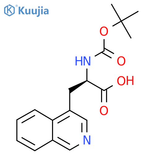 (2R)-2-(tert-butoxycarbonylamino)-3-(4-isoquinolyl)propanoic acid structure