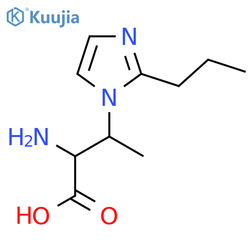 2-amino-3-(2-propyl-1H-imidazol-1-yl)butanoic acid structure