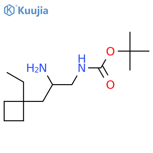 tert-butyl N-2-amino-3-(1-ethylcyclobutyl)propylcarbamate structure