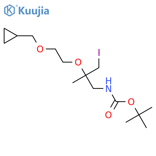 tert-butyl N-{2-2-(cyclopropylmethoxy)ethoxy-3-iodo-2-methylpropyl}carbamate structure