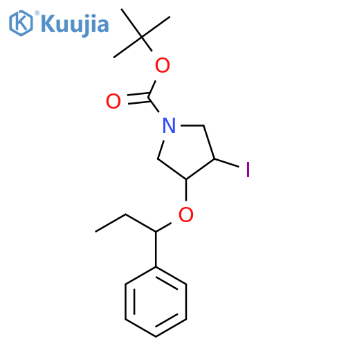 tert-butyl 3-iodo-4-(1-phenylpropoxy)pyrrolidine-1-carboxylate structure