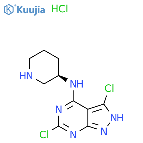 (3R)-N-{3,6-Dichloro-1H-pyrazolo[3,4-d]pyrimidin-4-yl}piperidin-3-amine hydrochloride structure