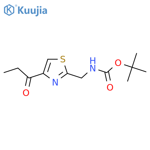 tert-butyl N-[(4-propanoyl-1,3-thiazol-2-yl)methyl]carbamate structure
