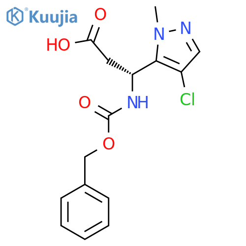 (3R)-3-{(benzyloxy)carbonylamino}-3-(4-chloro-1-methyl-1H-pyrazol-5-yl)propanoic acid structure