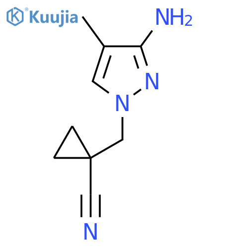 1-(3-amino-4-methyl-1H-pyrazol-1-yl)methylcyclopropane-1-carbonitrile structure