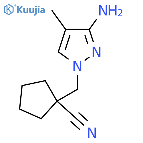 1-(3-amino-4-methyl-1H-pyrazol-1-yl)methylcyclopentane-1-carbonitrile structure