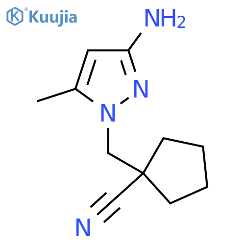 1-(3-amino-5-methyl-1H-pyrazol-1-yl)methylcyclopentane-1-carbonitrile structure