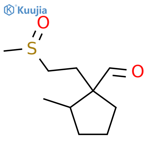 1-(2-methanesulfinylethyl)-2-methylcyclopentane-1-carbaldehyde structure