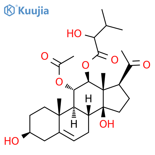 Pregn-5-en-20-one,11-(acetyloxy)-3,14-dihydroxy-12-(2-hydroxy-3-methyl-1-oxobutoxy)-, (3b,11a,12b,14b)- (9CI) structure