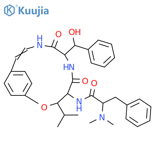 Benzenepropanamide, α-(dimethylamino)-N-[(3S,4S,7R)-7-[(S)-hydroxyphenylmethyl]-3-(1-methylethyl)-5,8-dioxo-2-oxa-6,9-diazabicyclo[10.2.2]hexadeca-10,12,14,15-tetraen-4-yl]-, (αS)- structure