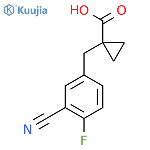 1-(3-cyano-4-fluorophenyl)methylcyclopropane-1-carboxylic acid structure