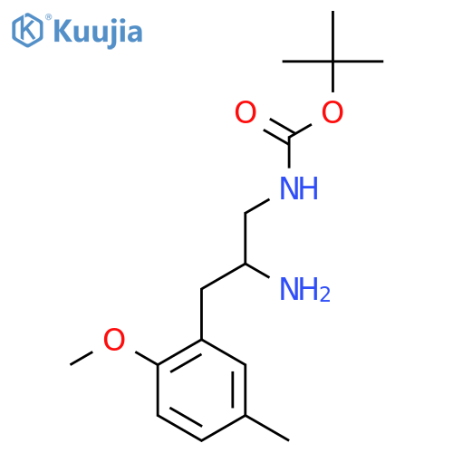 tert-butyl N-2-amino-3-(2-methoxy-5-methylphenyl)propylcarbamate structure