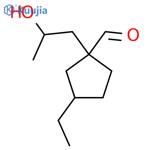 3-ethyl-1-(2-hydroxypropyl)cyclopentane-1-carbaldehyde structure