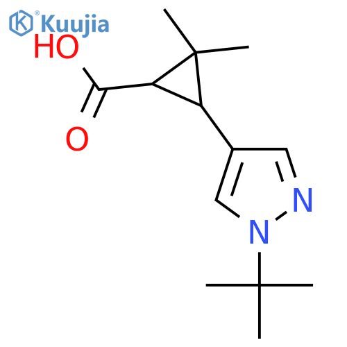 3-(1-tert-butyl-1H-pyrazol-4-yl)-2,2-dimethylcyclopropane-1-carboxylic acid structure