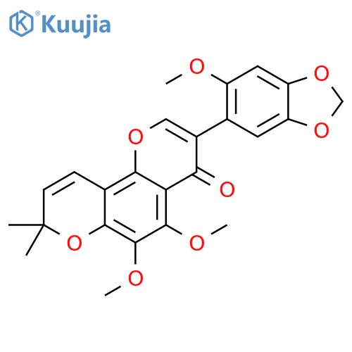 4H,8H-Benzo[1,2-b:3,4-b']dipyran-4-one, 5,6-dimethoxy-3-(6-methoxy-1,3-benzodioxol-5-yl)-8,8-dimethyl- structure