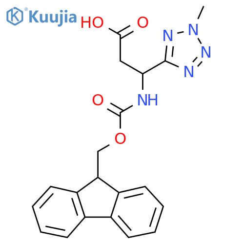3-({(9H-fluoren-9-yl)methoxycarbonyl}amino)-3-(2-methyl-2H-1,2,3,4-tetrazol-5-yl)propanoic acid structure