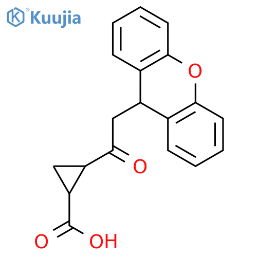 (1S,2S)-2-(2-(9H-xanthen-9-yl)acetyl)cyclopropanecarboxylic acid structure