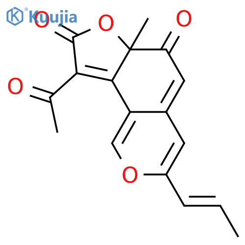 (6aS)-9-acetyl-6a-methyl-3-[(1E)-prop-1-en-1-yl]-6H-furo[2,3-h]isochromene-6,8(6aH)-dione structure