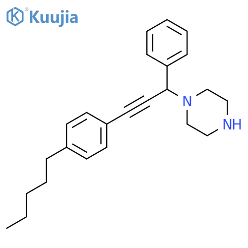 Piperazine, 1-[3-(4-pentylphenyl)-1-phenyl-2-propynyl]- structure