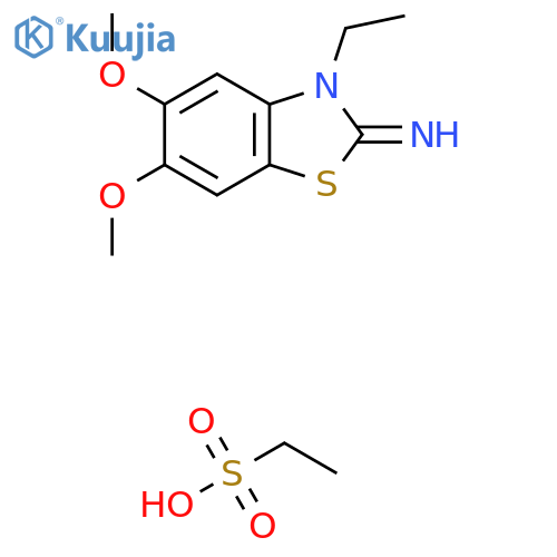 3-ethyl-5,6-dimethoxy-2,3-dihydro-1,3-benzothiazol-2-imine; ethanesulfonic acid structure