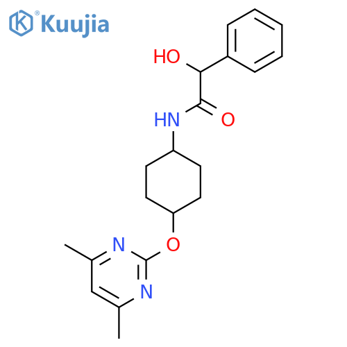 2-hydroxy-2-phenyl-N-[(1r,4r)-4-[(4,6-dimethylpyrimidin-2-yl)oxy]cyclohexyl]acetamide structure