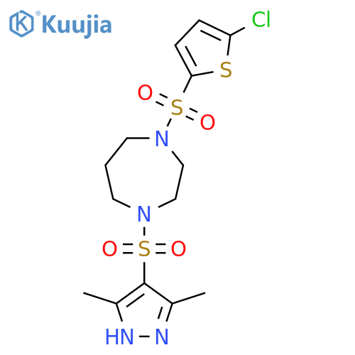 1-[(5-chlorothiophen-2-yl)sulfonyl]-4-[(3,5-dimethyl-1H-pyrazol-4-yl)sulfonyl]-1,4-diazepane structure