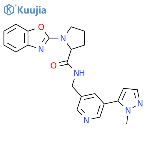 1-(1,3-benzoxazol-2-yl)-N-{5-(1-methyl-1H-pyrazol-5-yl)pyridin-3-ylmethyl}pyrrolidine-2-carboxamide structure