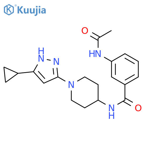 N-[1-(5-cyclopropyl-1H-pyrazol-3-yl)piperidin-4-yl]-3-acetamidobenzamide structure