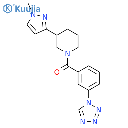 3-(1-methyl-1H-pyrazol-3-yl)-1-3-(1H-1,2,3,4-tetrazol-1-yl)benzoylpiperidine structure