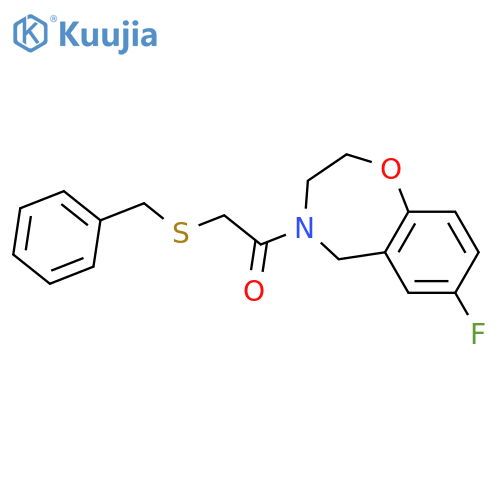 2-(benzylsulfanyl)-1-(7-fluoro-2,3,4,5-tetrahydro-1,4-benzoxazepin-4-yl)ethan-1-one structure