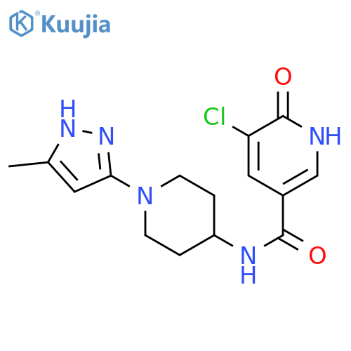 5-chloro-6-hydroxy-N-[1-(5-methyl-1H-pyrazol-3-yl)piperidin-4-yl]pyridine-3-carboxamide structure