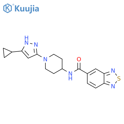 N-[1-(5-cyclopropyl-1H-pyrazol-3-yl)piperidin-4-yl]-2,1,3-benzothiadiazole-5-carboxamide structure