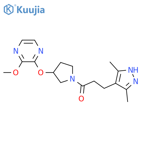3-(3,5-dimethyl-1H-pyrazol-4-yl)-1-{3-[(3-methoxypyrazin-2-yl)oxy]pyrrolidin-1-yl}propan-1-one structure