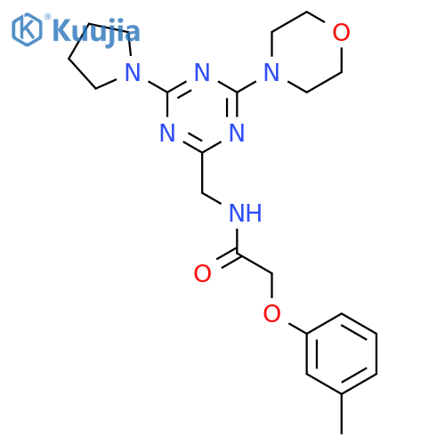 2-(3-methylphenoxy)-N-{4-(morpholin-4-yl)-6-(pyrrolidin-1-yl)-1,3,5-triazin-2-ylmethyl}acetamide structure
