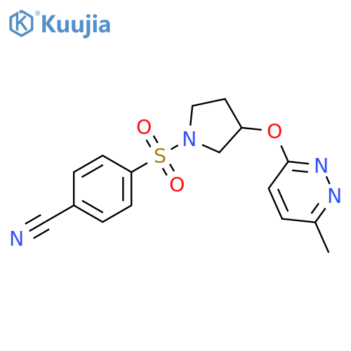 4-({3-[(6-methylpyridazin-3-yl)oxy]pyrrolidin-1-yl}sulfonyl)benzonitrile structure