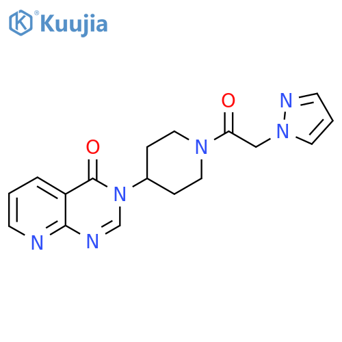 3-{1-2-(1H-pyrazol-1-yl)acetylpiperidin-4-yl}-3H,4H-pyrido2,3-dpyrimidin-4-one structure