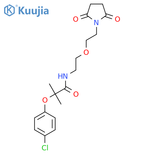 2-(4-chlorophenoxy)-N-{2-[2-(2,5-dioxopyrrolidin-1-yl)ethoxy]ethyl}-2-methylpropanamide structure