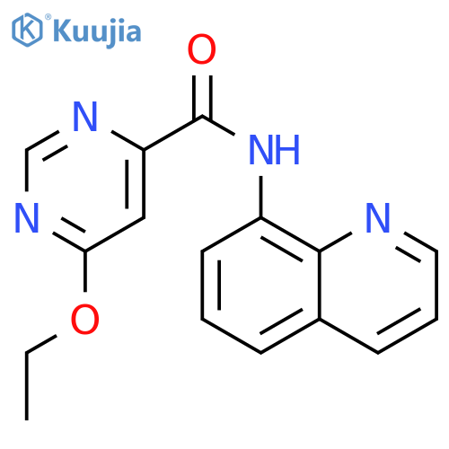 6-ethoxy-N-(quinolin-8-yl)pyrimidine-4-carboxamide structure