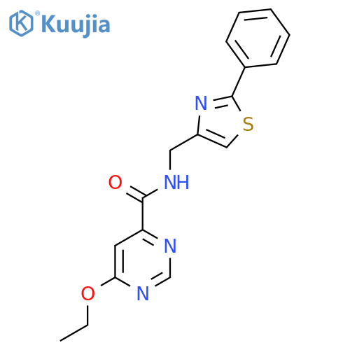 6-ethoxy-N-[(2-phenyl-1,3-thiazol-4-yl)methyl]pyrimidine-4-carboxamide structure