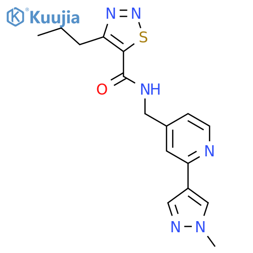 N-{[2-(1-methyl-1H-pyrazol-4-yl)pyridin-4-yl]methyl}-4-propyl-1,2,3-thiadiazole-5-carboxamide structure